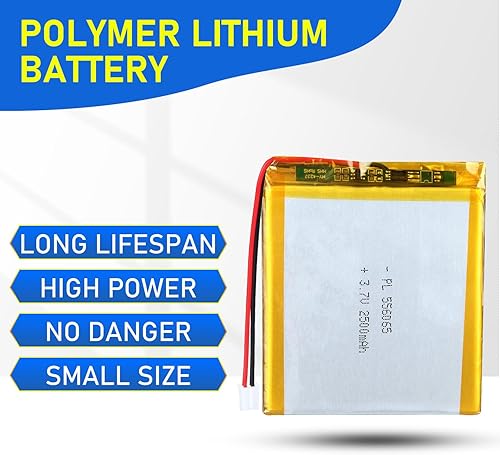 Miniatura 5 de 556065 3.7V Lipo Batería 2500mAh 556065 Batería recargable de polímero de litio con conector JST PH2.0.000 in para dispositivo electrónico