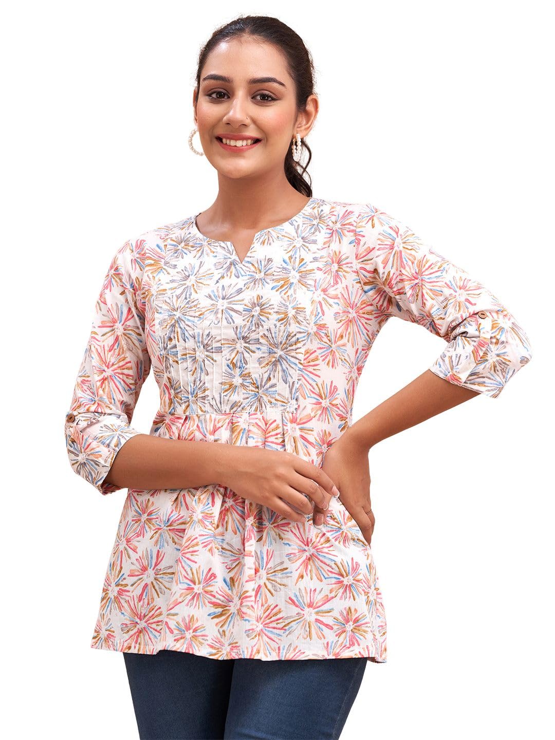 feranoid Women's Cotton Printed Casual Wear Short Kurti