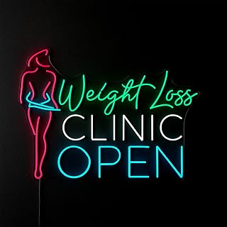 Personalized Weight Loss Clinic Neon Sign LED Light, Custom Clinic Open Business Sign Wall Decor for Spa, Gym, Beauty, Wellness Studio, Indoor Shop Light