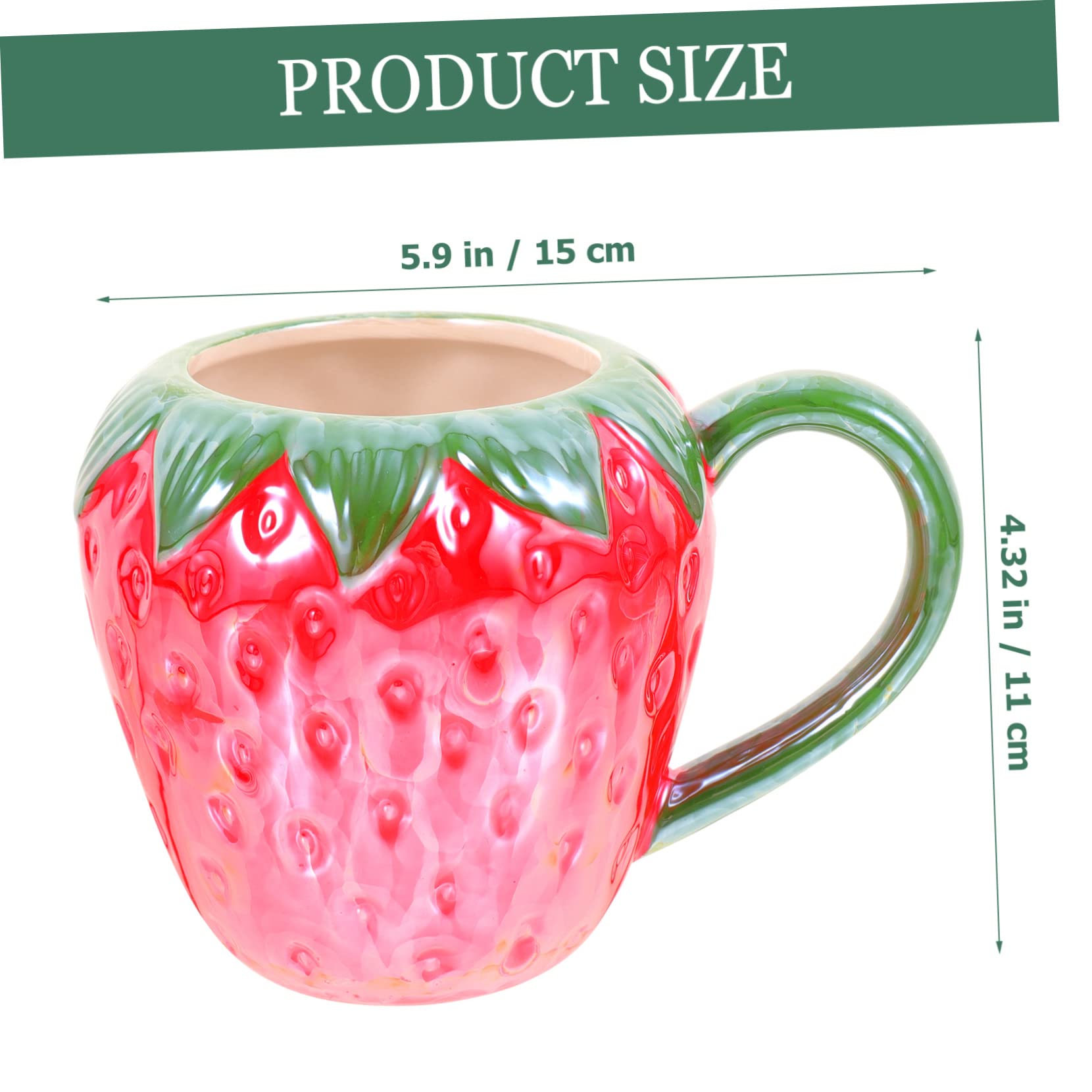 Porcelana Cocina Bebida Desayuno Té Cereal Cerámica Fresa Multi Jugo Sopa portátil Uso Taza Oficina Lindo Latte (15X11X11CMx2pcs)