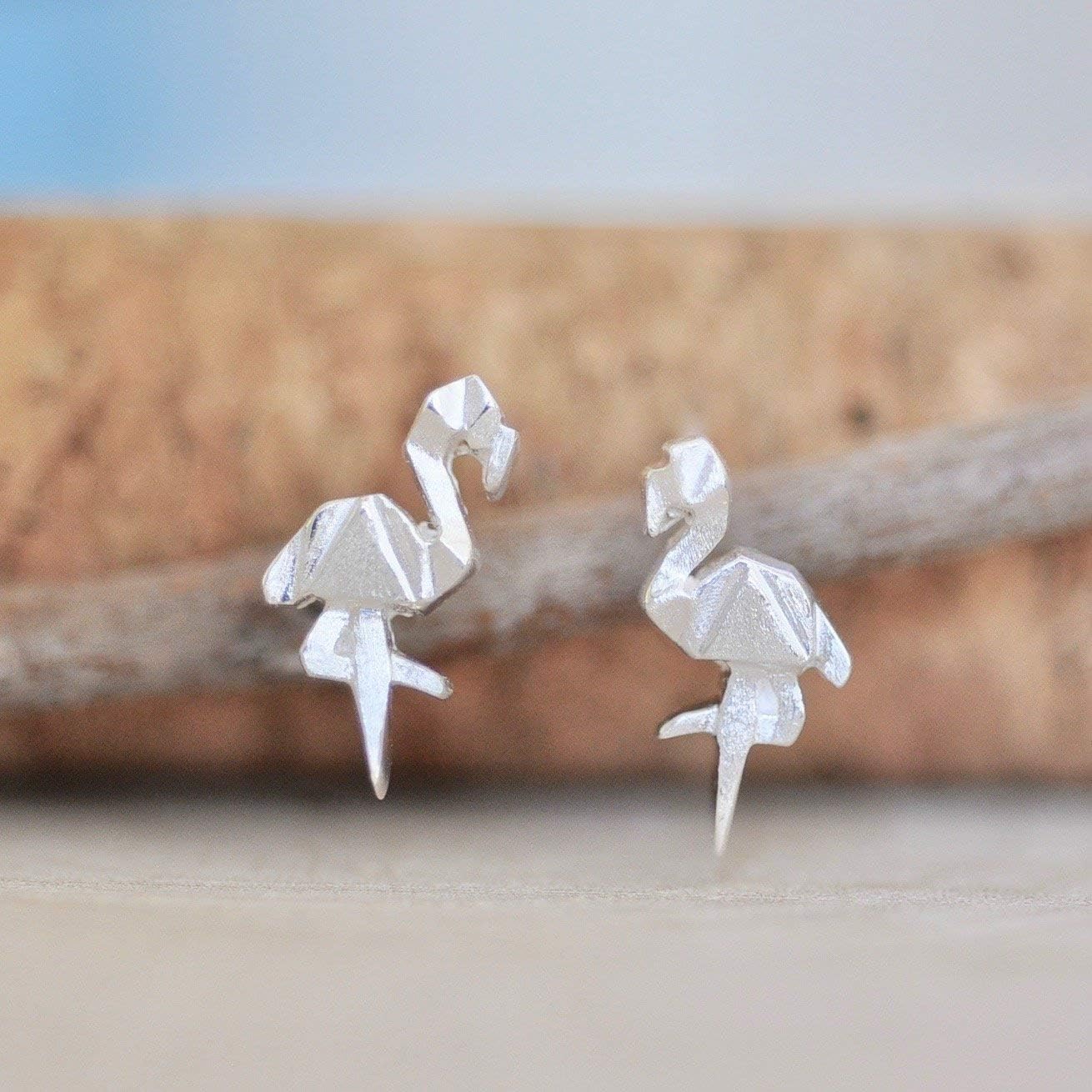 Origami Flamingo Necklace in Sterling Silver with 16 inch Chain - Image 5