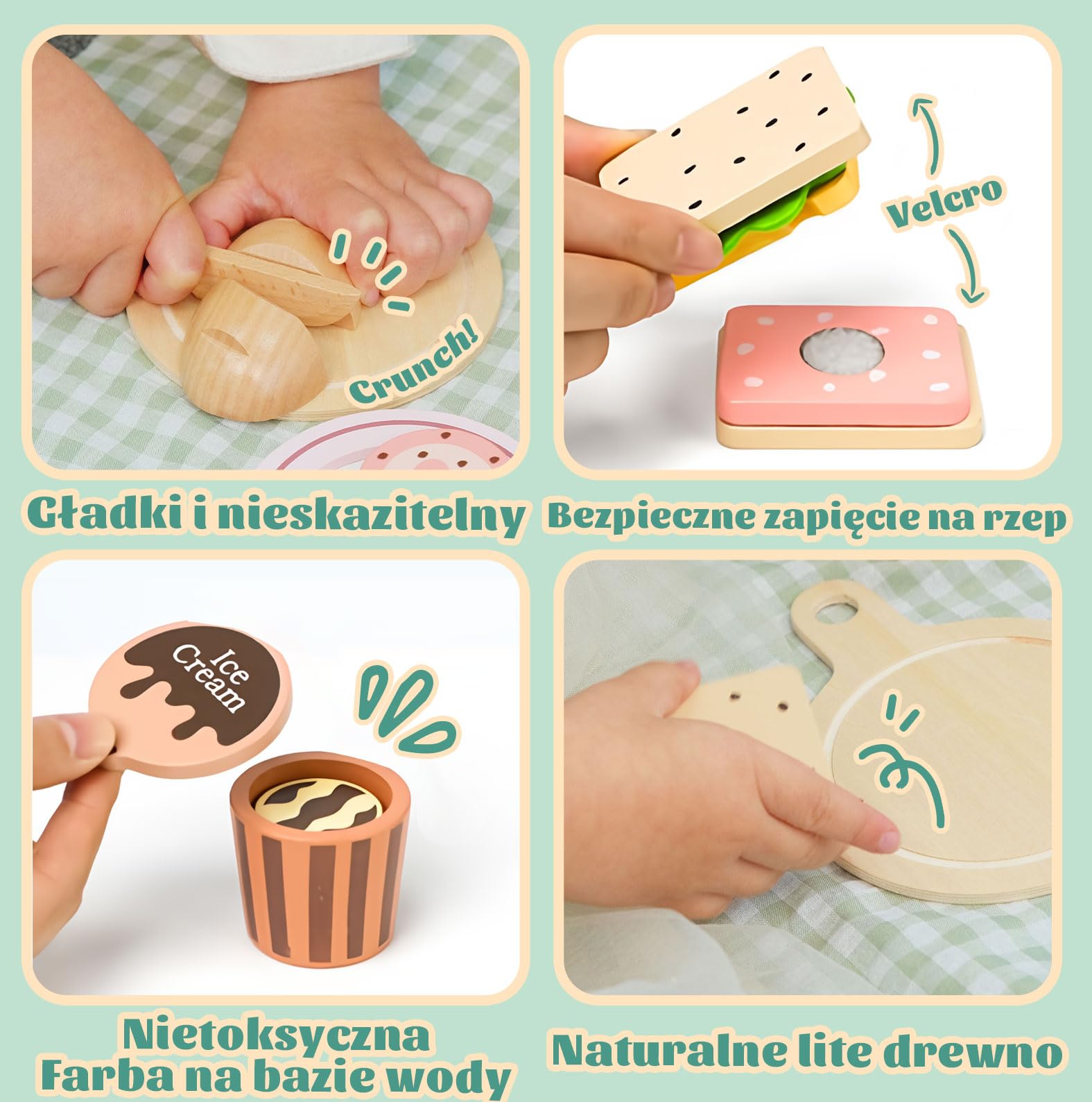 Potatomato Zestaw na piknik dla dzieci z zestawem do herbaty dla dzieci wraz z zabawkami do deserów - drewniane zabawki i zabawki na podwórko dla chłopców i dziewczynek