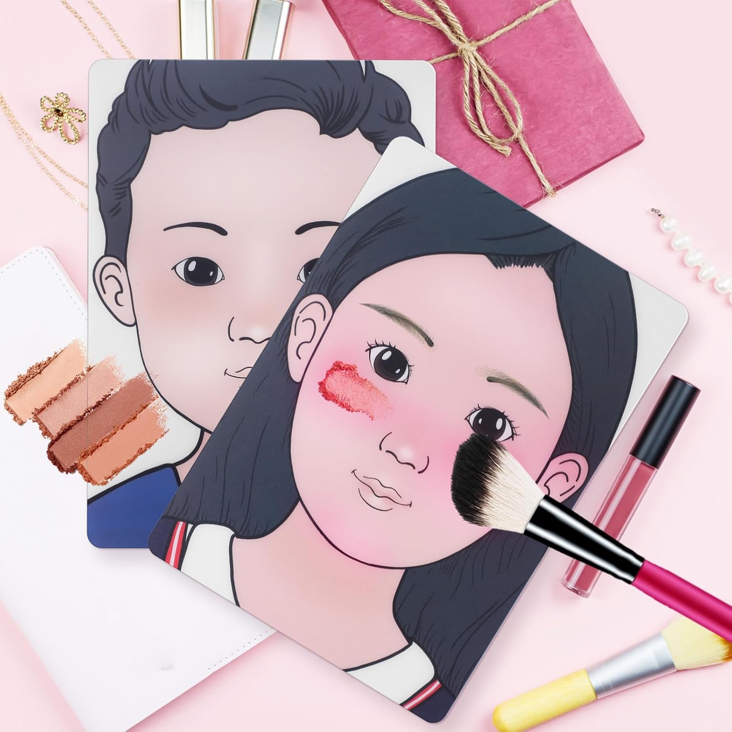 NUOBESTY Face Paint Practice Board Set 2Pcs Washable Face Painting Boards for Kids and Adults Reusable Makeup Exercise Tool Boy Girl Painting Aid