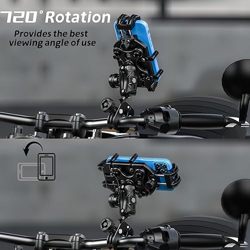 Miniatura 7 de Soporte de teléfono para motocicleta con amortiguador de vibraciones y bloqueo seguro de alta velocidad, antirrobo, ATV, scooter, manillar de