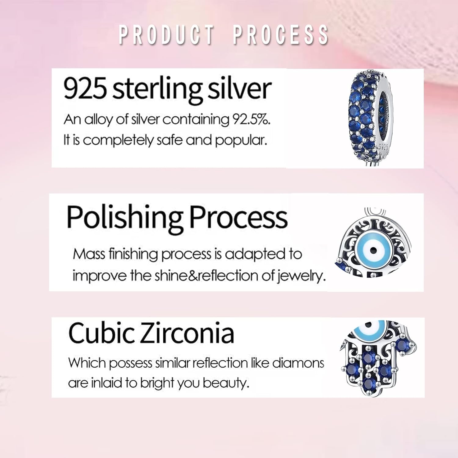 LNQOBU 925 Sterling Silver Charms for Bracelets Necklaces,5A Cubic Zirconias Evil Eye Dangle Beads Charms Jewelry Gift for Women (With one Spacer Beads Charms) - Image 5