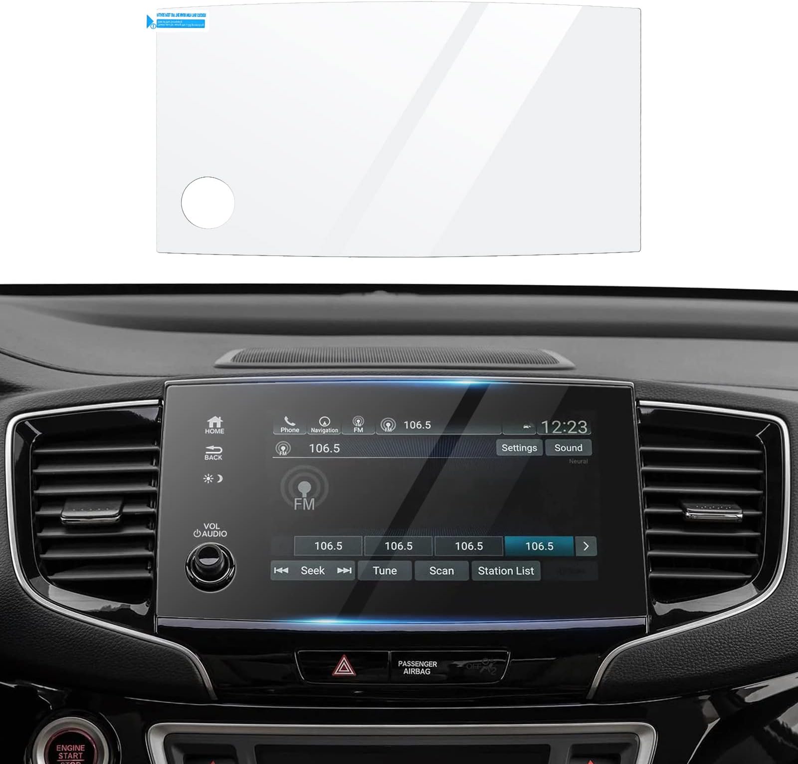 Autorder Custom Fit for Screen Protector 2019-2022 Honda Pilot/2019-2025 Passport Tempered Glass 9H Navigation Touchscreen Protective Film(8-Inch)