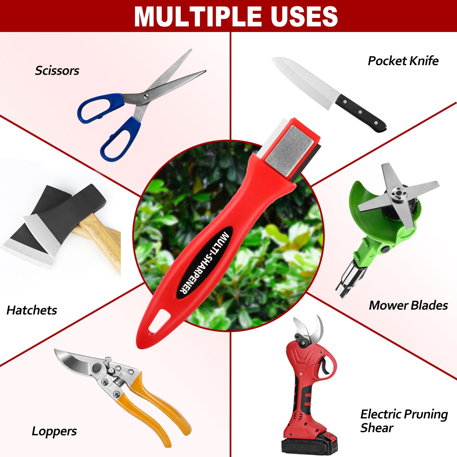 Amazon.com: SUCA Blade Sharpener for Garden Tools, 4 in 1 Tool Sharpener,  For Sharpening Lawn Mower Blades, Garden Pruners, Axe, Machete, Hedge Shears,  Scissors, Hatchets, Pocket Knife Sharpener : Tools & Home Improvement