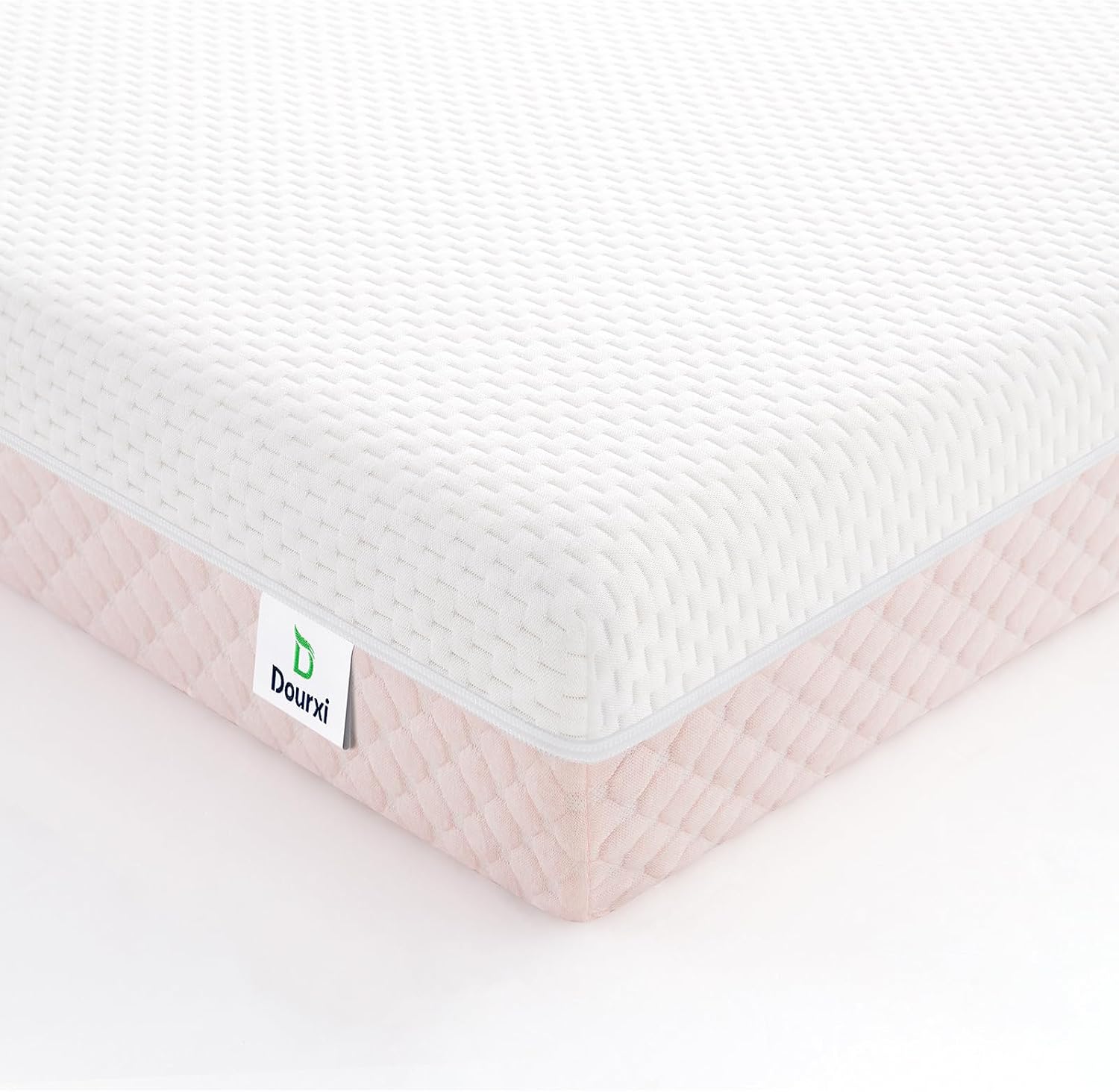 Dourxi Mini Crib Mattress, 38x24x4 Inch Dual-Sided Gel Memory Foam Mattress | Breathable Premium Comfort for Baby, Removable Washable Cover, Fits Mini and Portable Crib, White&Pink