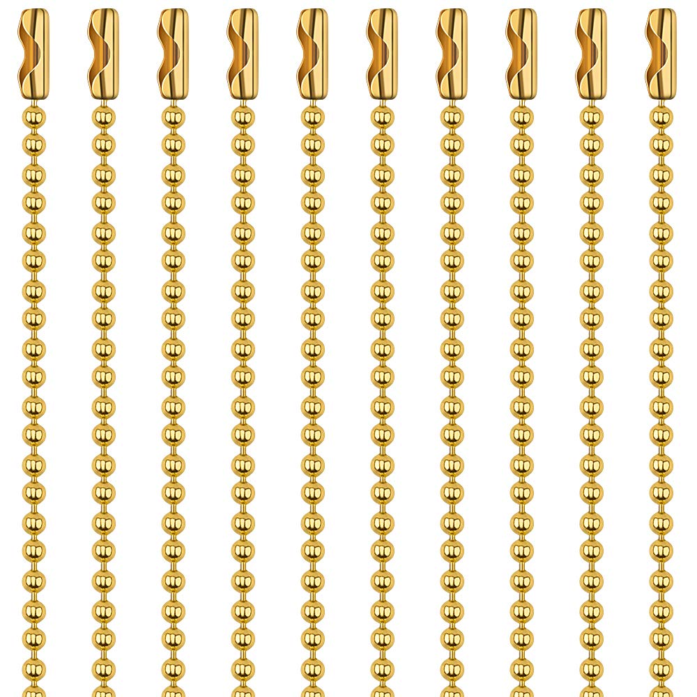 Ball Chain Keychains - Metal Ball Chains 2.4mm Bead Connector Clasp Key Chain Dog Tag Chain for DIY Jewelry Making