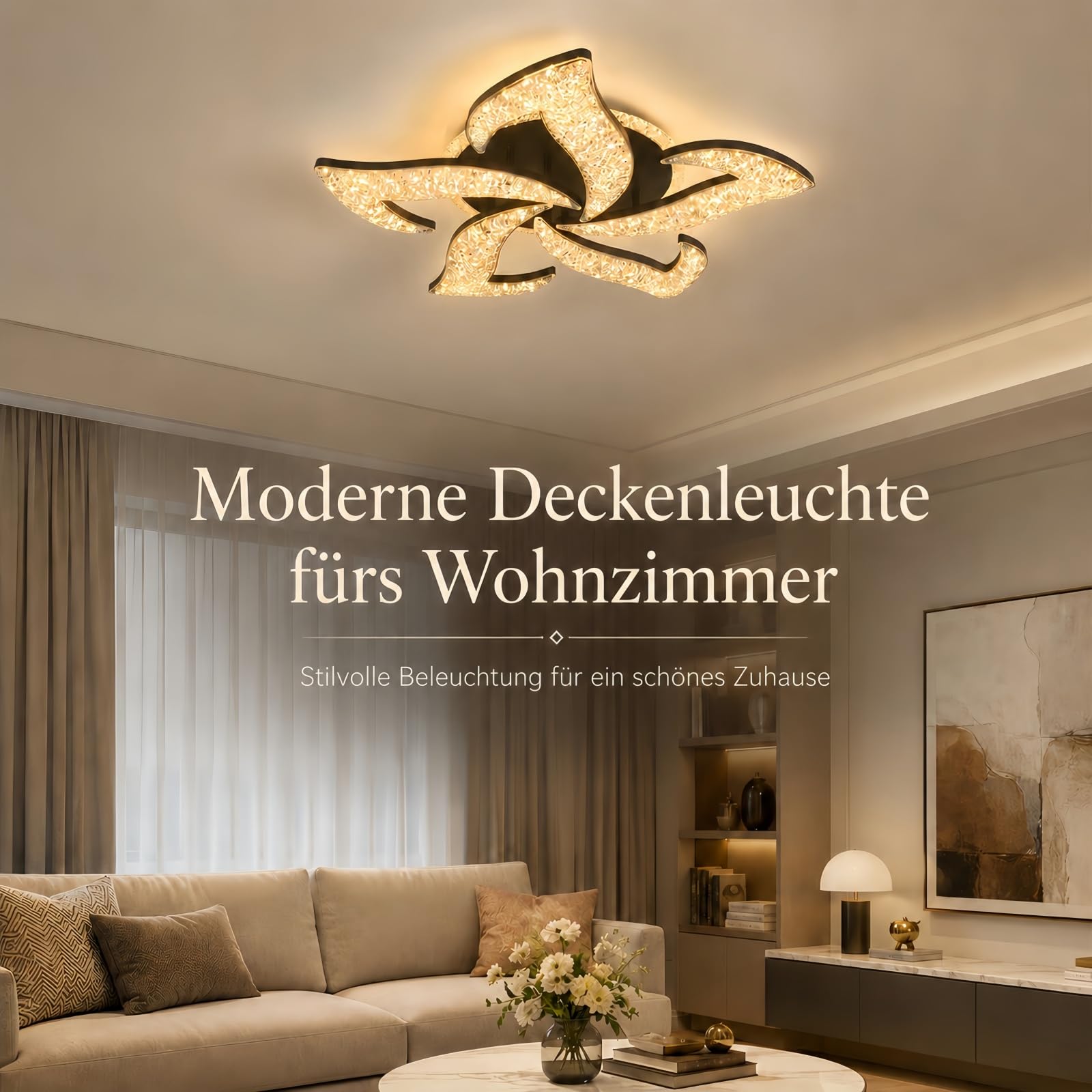 65W 60cm LED Deckenleuchte,Deckenlampe Dimmbar fürs Wohnzimmer | 6556LM helles Licht,2988K-7187K Farbwechsel,Fernbedienung,App und Nachtlicht
