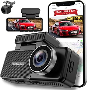 Dash Cam Front and Rear, 4K+1080P Dual Camera for Cars - With Hardwire Kit 24H Parking Mode - 3.2” IPS Screen - Built-in WiFi GPS & App Control - Night Vision - G-Sensor - Loop Recording by IRON SIGHT