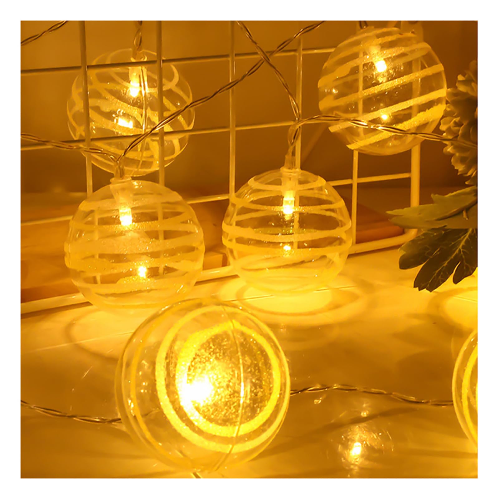 CAKERS Stringa Di Luci A Globo A LED|Luci Natalizie In Filo Di Rame Bianco Caldo Per Le Vacanze Di Natale|Lampade Decor Creative Per La Festa Di Compleanno,E,6m(19.6 piedi)-40LED-Batteria