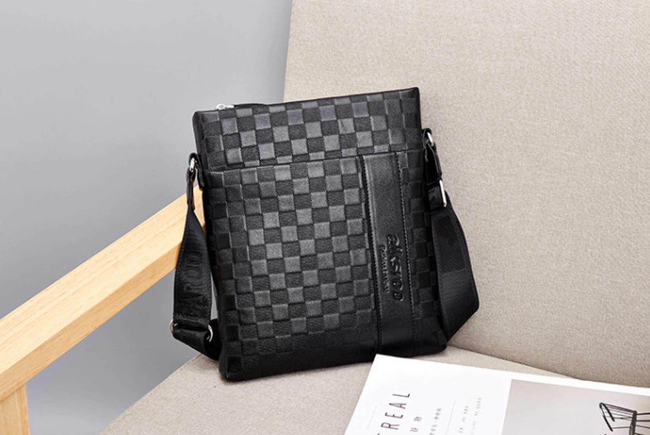 Flow.month Sac à bandoulière en Cuir pour Homme d'affaires Casual Ipad Casual Crossbody Bag Classic Bag Tote Bag, bandoulière réglable, adapté aux Voyages/au Quotidien/au Bureau