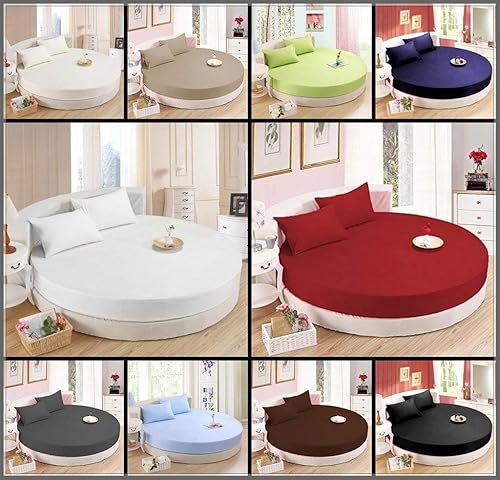 Miniatura 3 de Juego de sábanas redondas de 4 piezas 100 algodón de 800 hilos 1 sábana encimera 1 sábana bajera redonda y 2 fundas de almohada fácil ajuste con