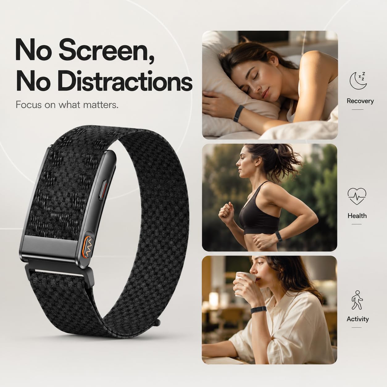 findtime Fitness Tracker senza display, braccialetto fitness | Braccialetto fitness con valutazione sanitaria assistita da AI, monitoraggio del sonno, contapassi, activity tracker con