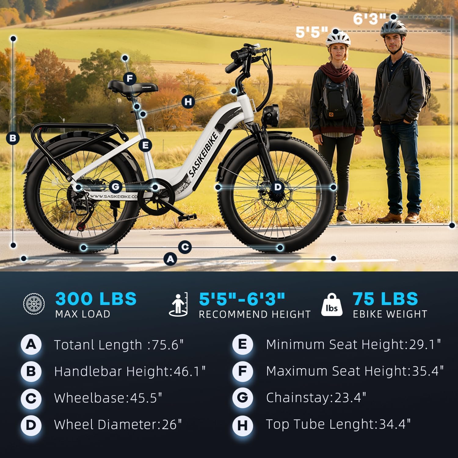 1500W Motor Electric Bike for Adults & Teenager, 48V 20AH Removable Battery Ebike, 24inch Fat Tire Electric Bicycle with 30+MPH, Step-Thru E Bike for Commuting & Mountain, Front Suspension