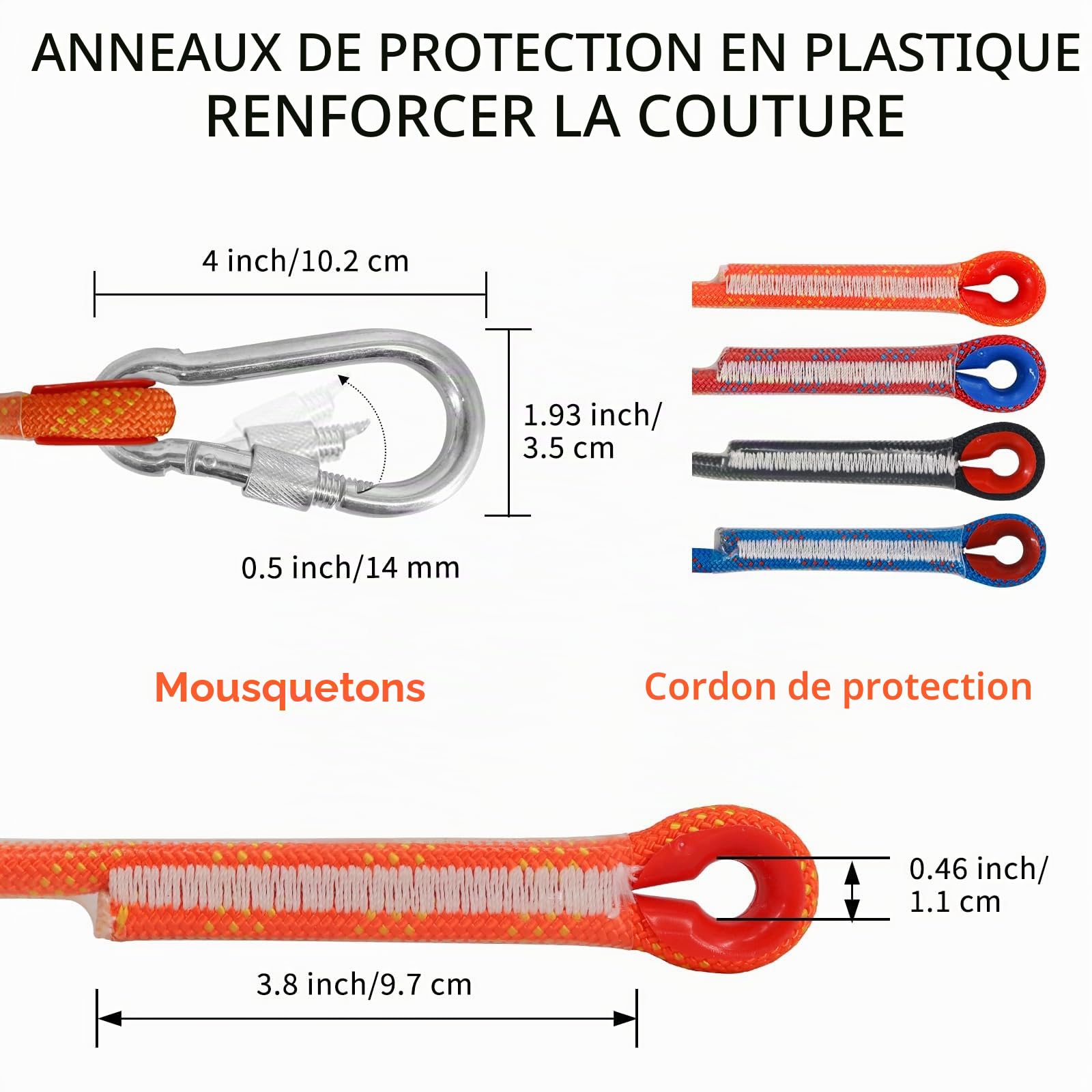 NewDoar 12KN Corde Flottante Marine 10mm Corde d'amarrage 10M/20M/30M Corde d'amarrage pour la Navigation, Le mouillage, Le Camping, la pêche et l'auvent de Tente avec 2 crochets-Orange/20M