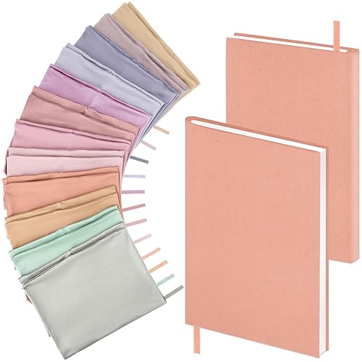 PerKoop 12 Pcs Jumbo Book Covers Stretchable Fabric School Book Protector Reusable Washable Cover Protector for Most Hardcover Textbooks(Pastel Colors,6 x 9 Inch)