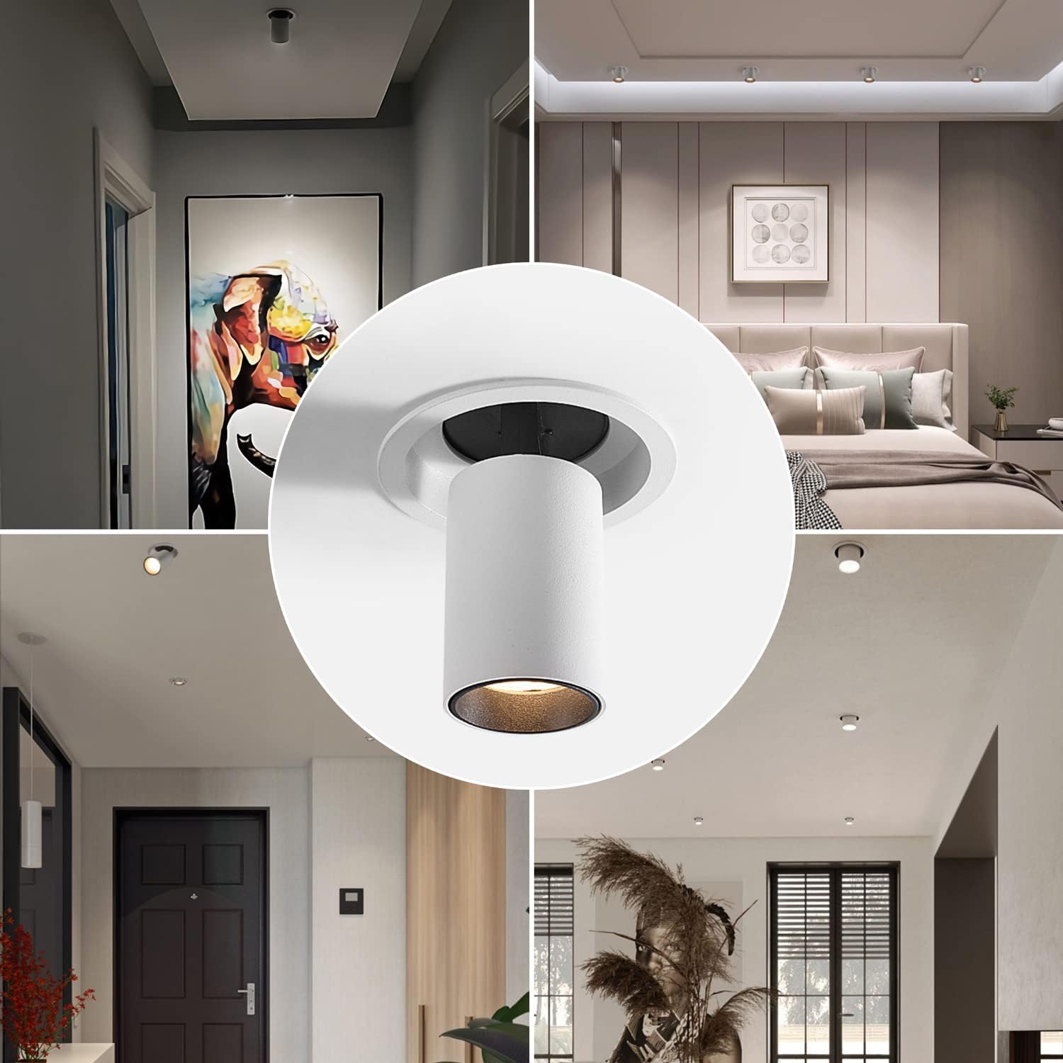 Recessed Lighting, Gimbal LED Spot, Telescopic COB Ceiling Downlight, CRI 90, 90° Up and Down Adjustable, 360° Rotatable Recessed Downlight