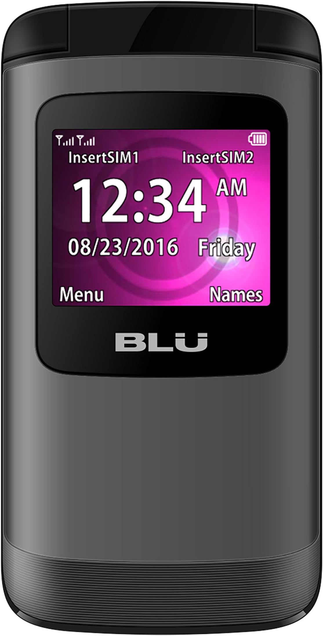 BLU Zoey Flex Z130 Unlocked GSM (AT&T + T-Mobile) Dual-SIM Flip Phone w/Quick-Glance Window - Black