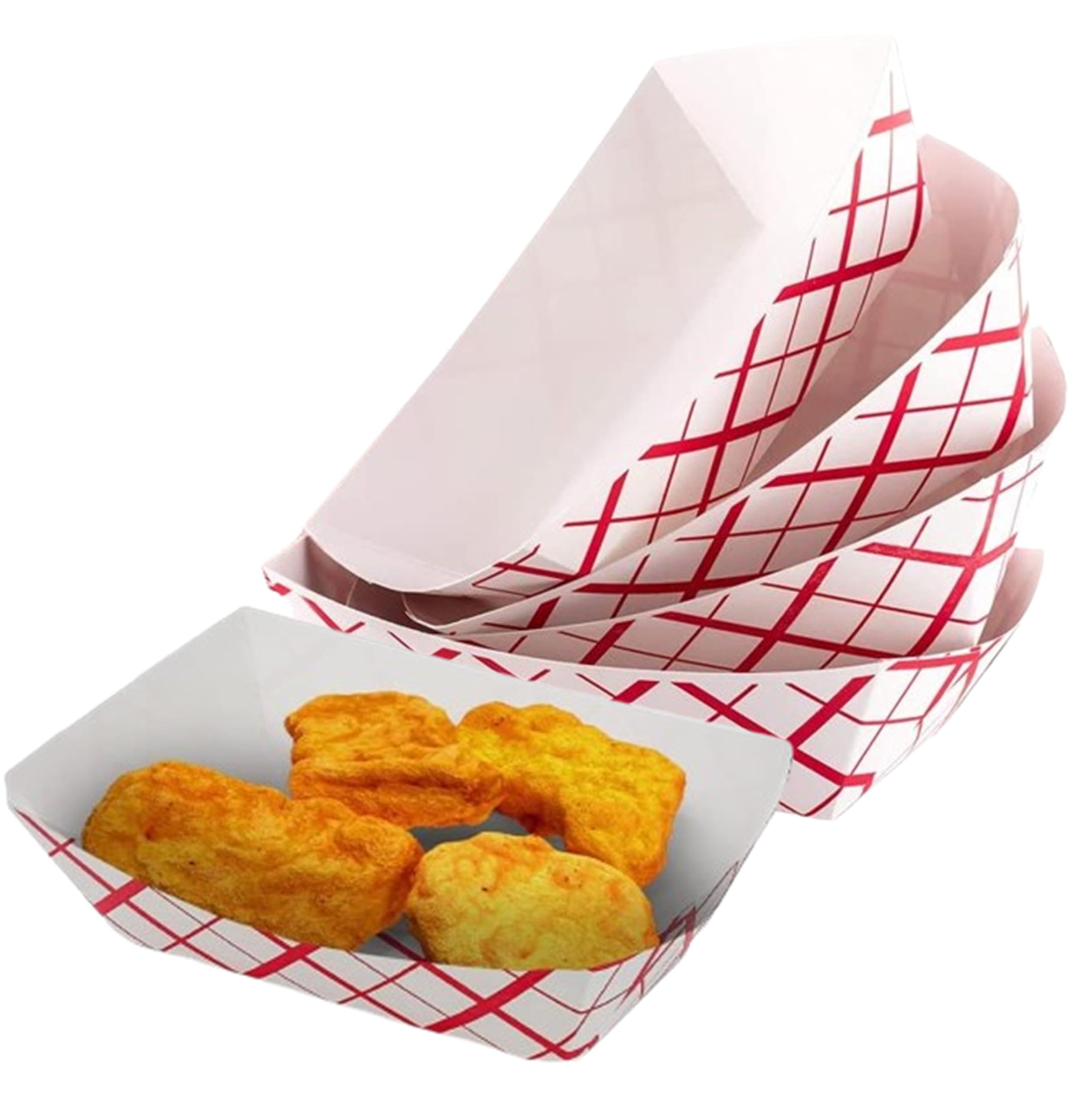 Mr Miracle Paper Food Trays, Red & White Checkered Paper. Extra Small (1/2 LB). 100 Pack, Disposable, Recyclable Serving Boats.For Condiments, Snacks & Concession Food, Grease Ressistant
