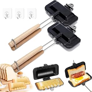 Hot Dog Pocket Maker,Hot Sandwich Maker,Hot Dog Press,Double-Sided Sandwich Baking Pan,Maker Flip Grill Pan,Sandwich Baking Tray,for Breakfast Pancakes, Toast, Omelets (2Pcs-Pure black)