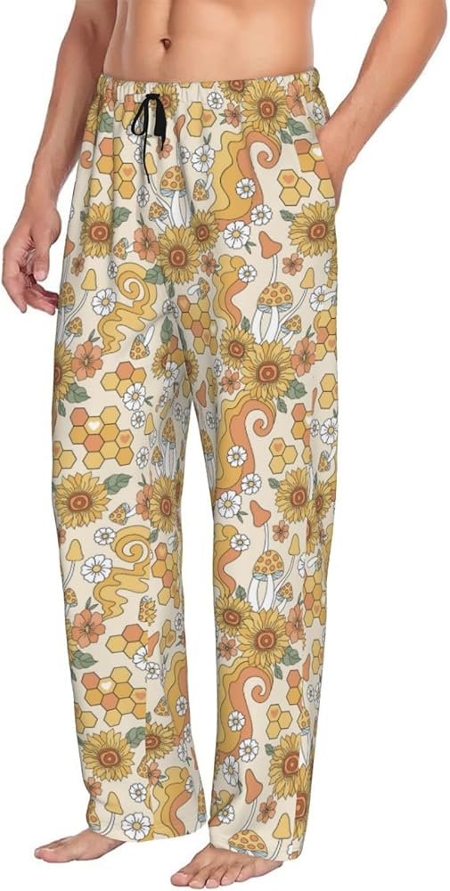 Vosery Mens Pajama Pants Bottoms With Pockets- Retro 70s 60s