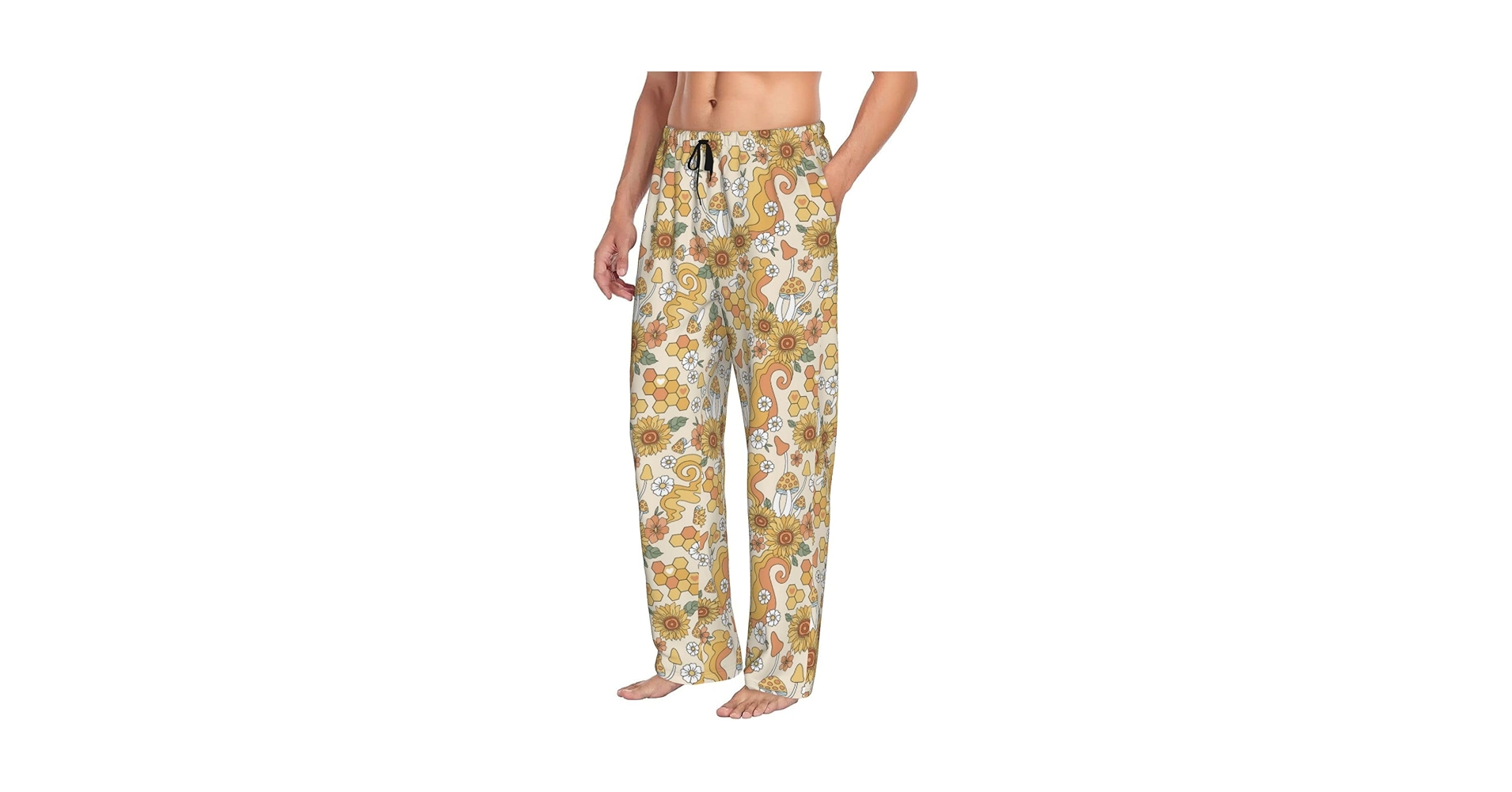 Vosery Mens Pajama Pants Bottoms With Pockets- Retro 70s 60s