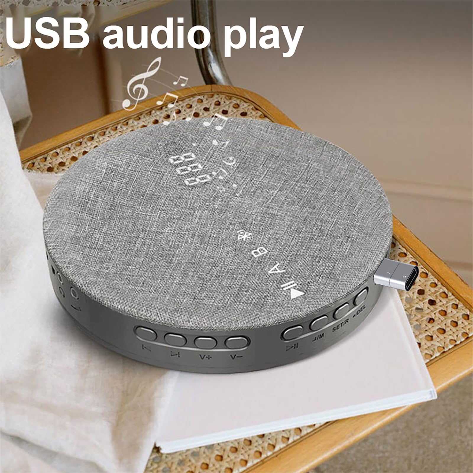 Reproductor CD Portátil, Altavoces Estéreo Bluetooth, Compatible Reproducción Disco U/Reproductor De MP3, Entrada/Salida Auxiliar, para Escuchar Tus Canciones Favoritas Cualquier Momento
