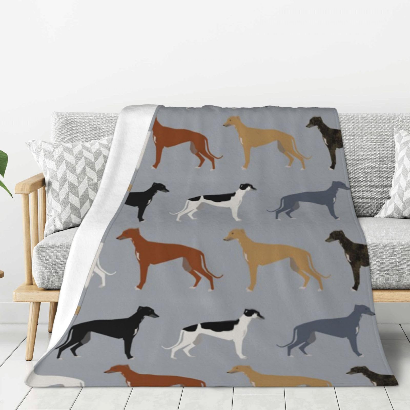 Tcoay Decorative Blankets Flannel Throw Plush Bed Blanket for Bedding Sofa and Travel,Greyhounds Larger Version Dogs Greyhound Coats Colors