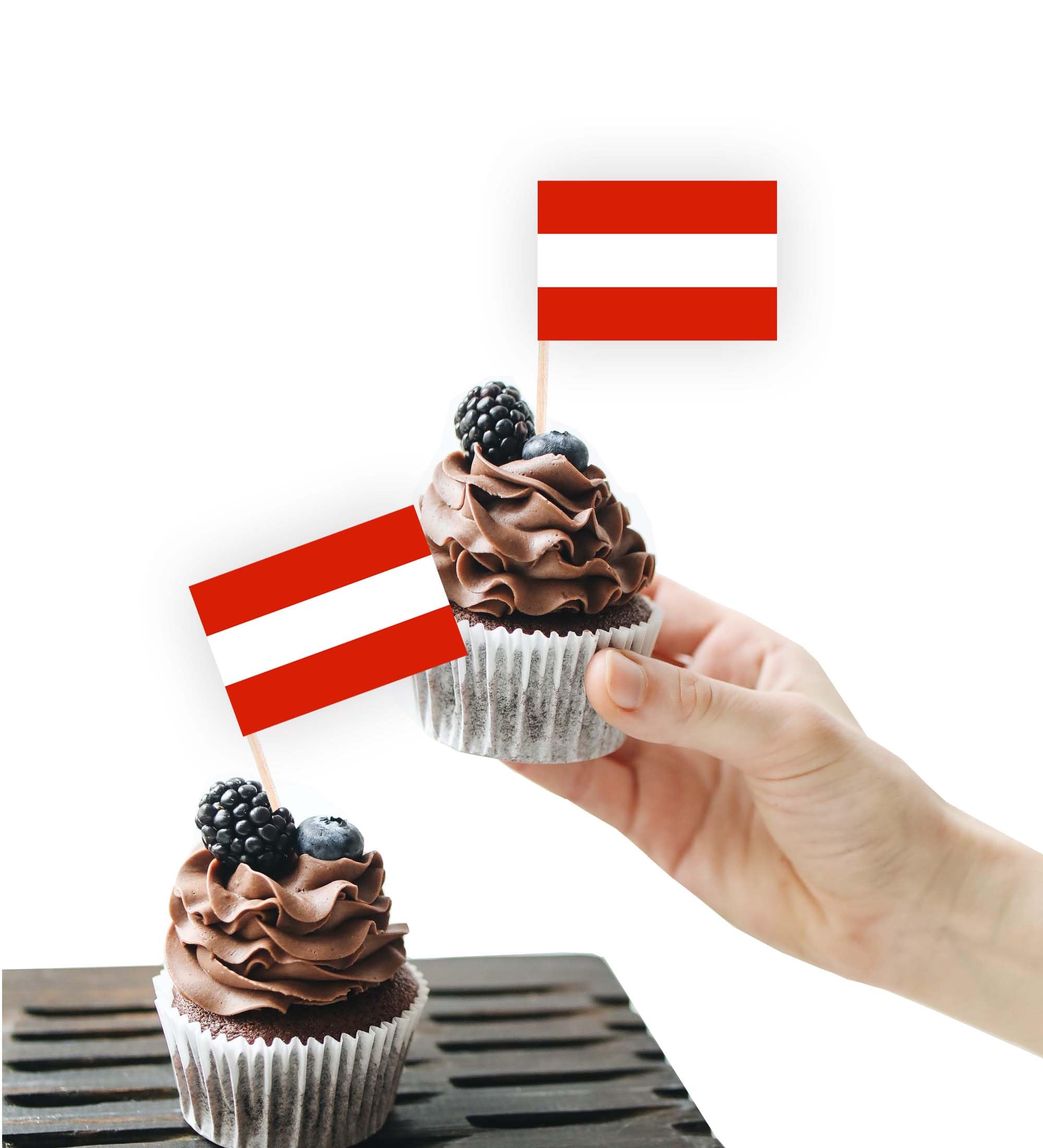 100PCS Austria Flag Cake Topper,Austrian Cupcake Stand For Party Decoration Supplies — image 1