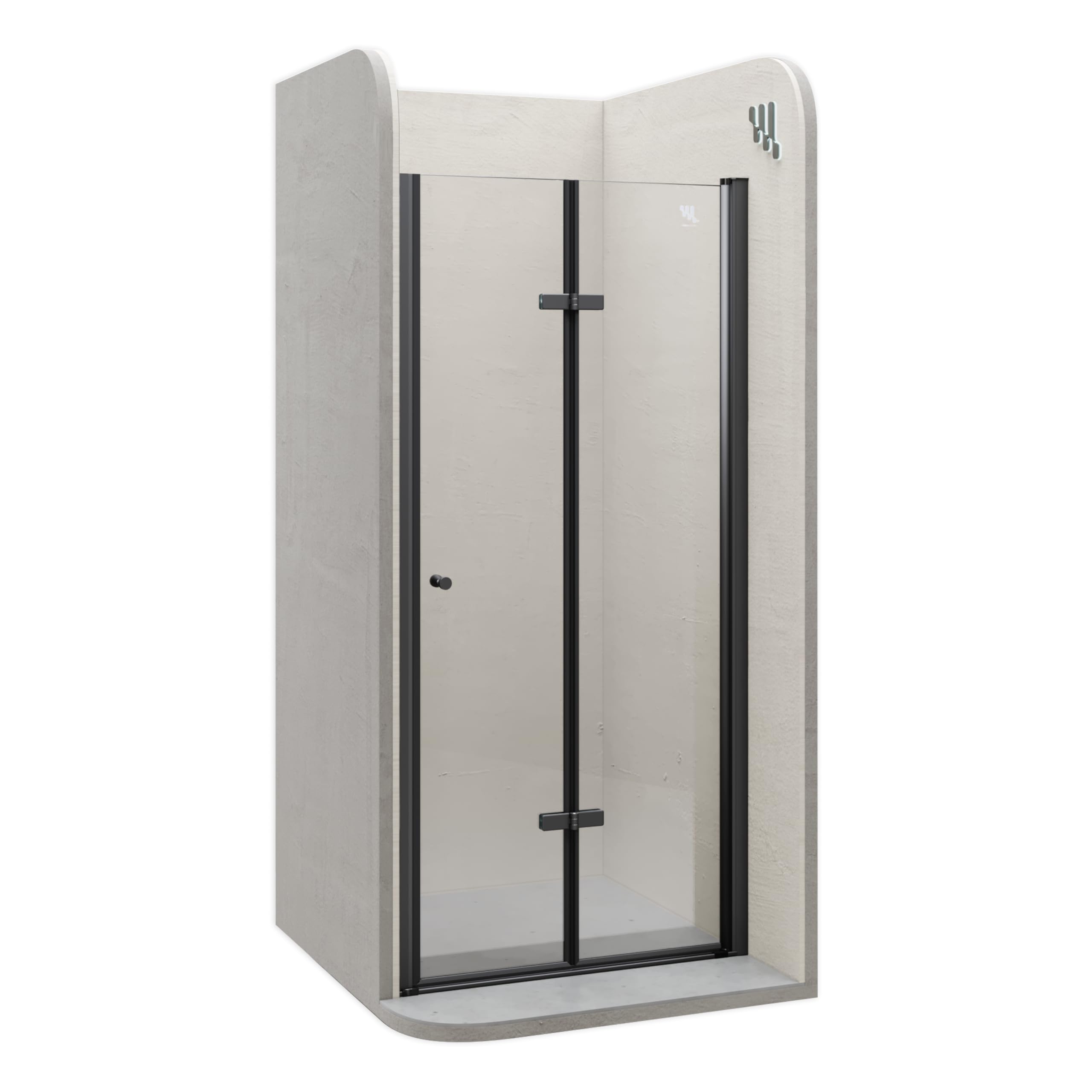 Moments of Glass Mampara de ducha puerta plegable rango de ajuste de 72-75,5 cm altura: 195 cm de cristal transparente templado de seguridad de 6 mm perfiles de aluminio negro - DK822