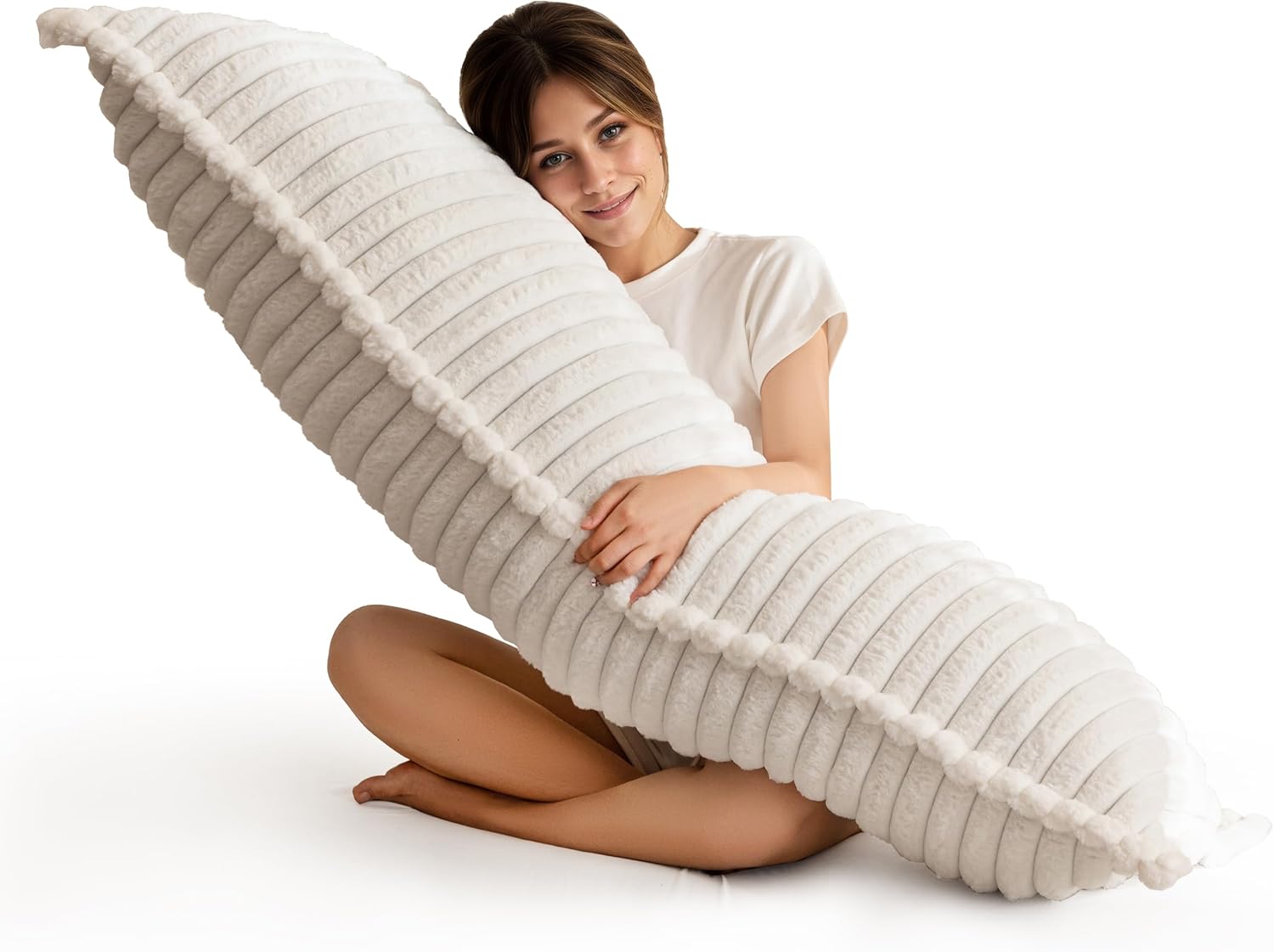 HIGOGOGO Memory Foam Body Pillow, Thickened Large Long Bed Pillow for Adults, Full Body Pillow with Removable Pillow Cover(20x54 Inch) Beige