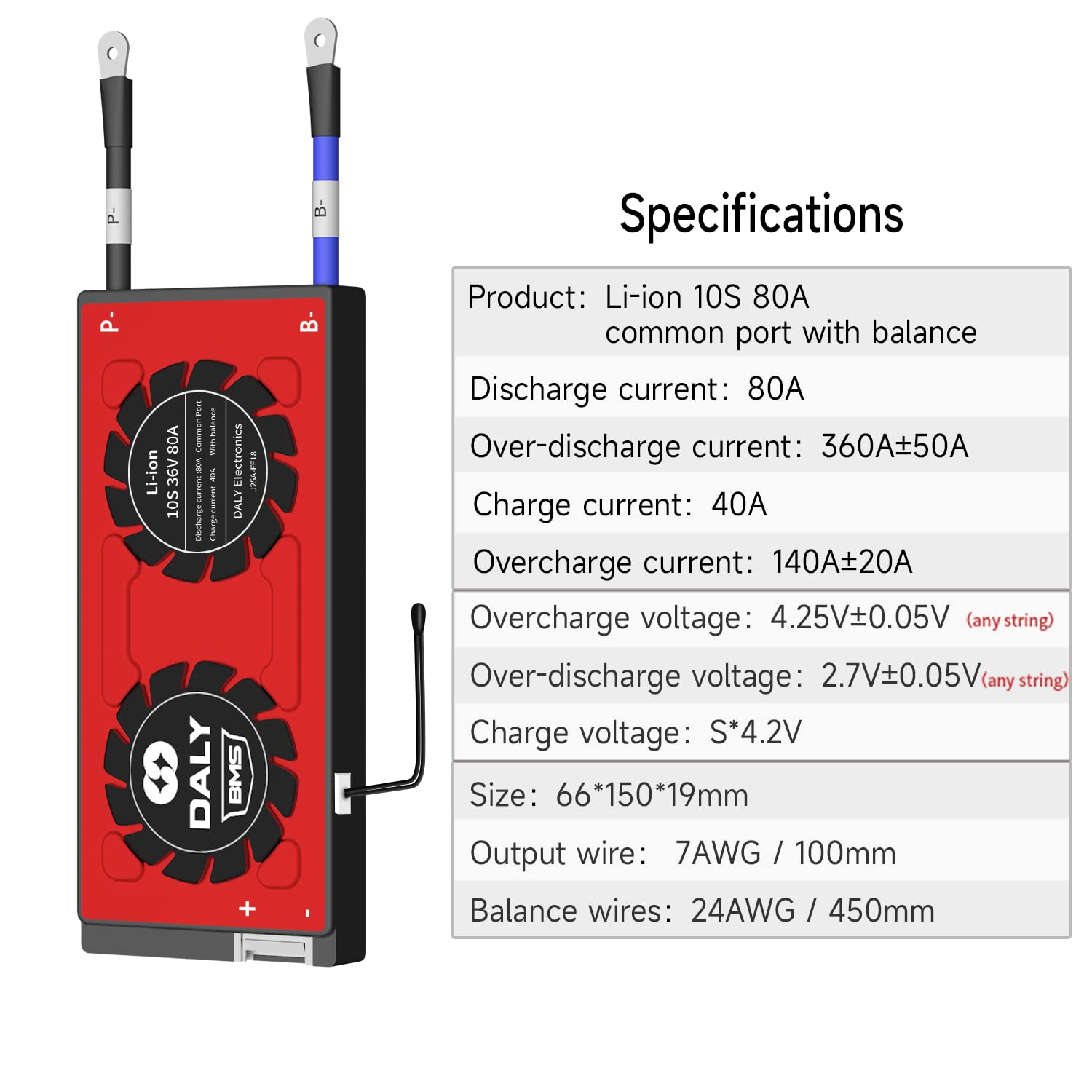 DALY BMS 10S 36V 80A Li-ion Batteria Scheda di Protezione con Porta Comune e Cavi di Bilanciamento per La Casa FAI DA TE 18650 Batteria Dispositivo Elettronico