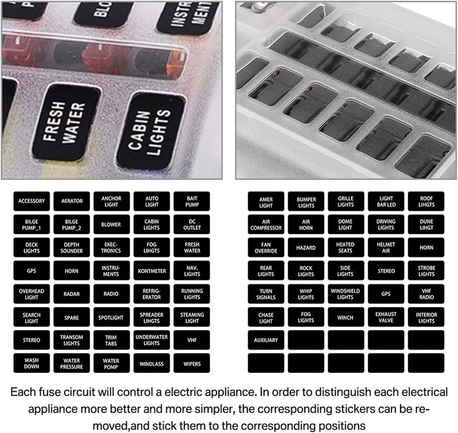 Scatola dei fusibili 6 12 vie, portafusibili, 1 copertura in plastica da 2 V, 32 V, con indicatore LED, protezione della luce per barche da auto (6 vie)
