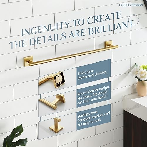 Vista 120 de KOKOSIRI Toallero de 16 pulgadas para baño, cocina, inodoro, acero inoxidable de níquel cepillado B4005BR-L16