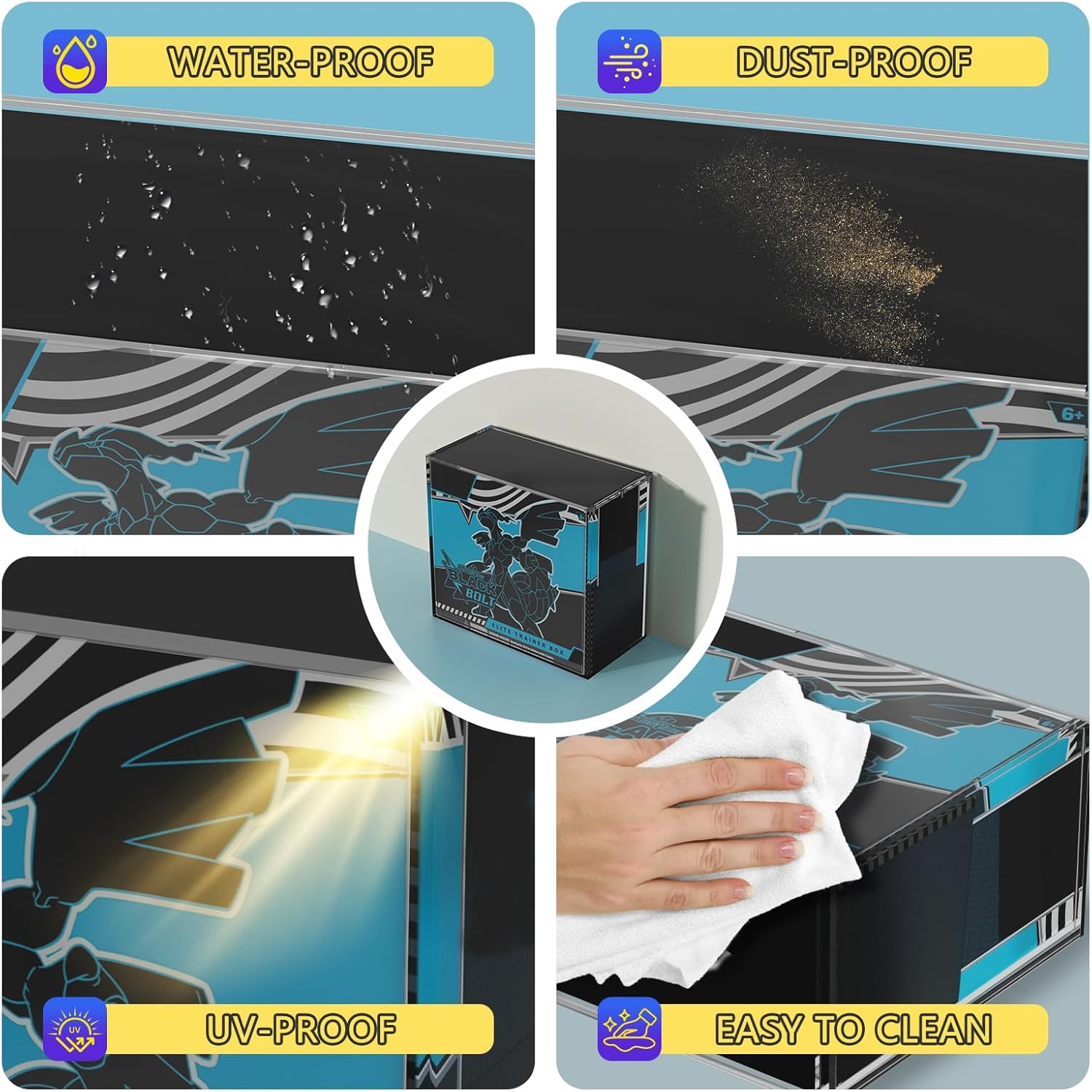Acrylic ETB Protector Case Magnetic Ultra Thick 8mm + 5mm Elite Trainer Box Acrylic Display Case Stackable Hard Compatible with PKMN Elite Trainer Boxes with Strong Magnets Easy Top Loading