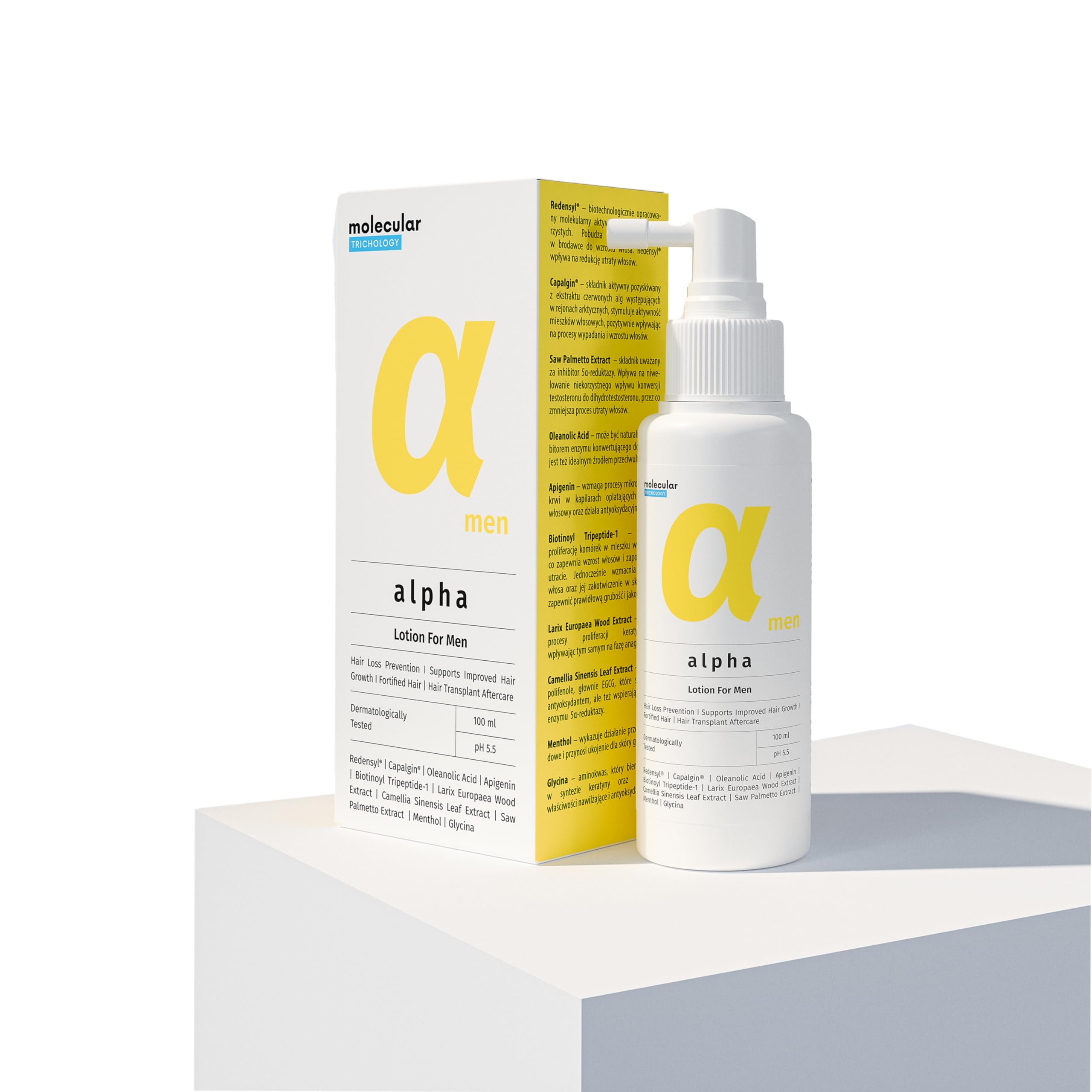 Haarlotion gegen Haarausfall für Herren, 100 ml | Alpha Haartonikum, für Haarwachstum, Trichologische Kopfhautpflege bei Dünner Werdendem Haar, Leave-in-Lotion ohne Ausspülen