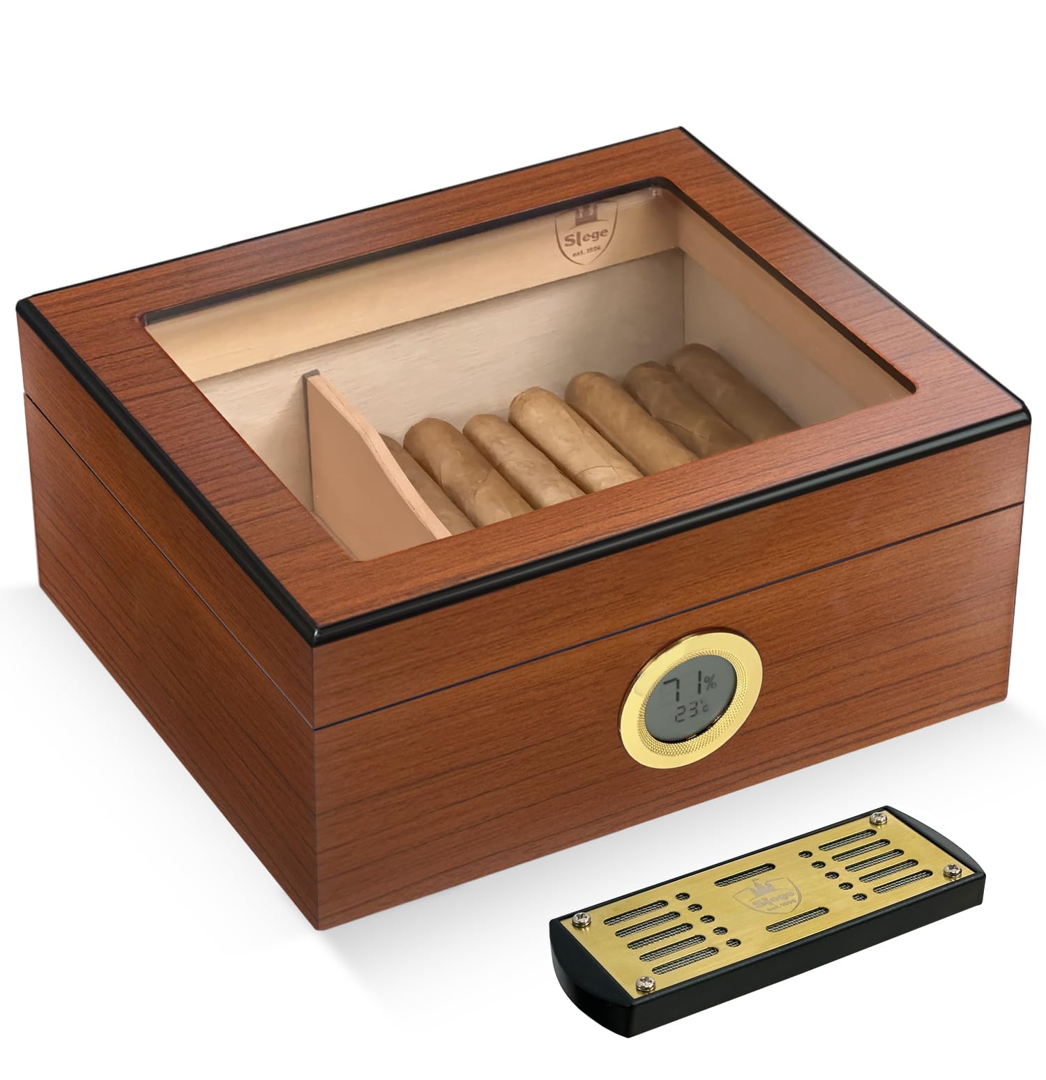 Slege Humidor Befeuchter & Lösung Set - Wiederverwendbarer Luftbefeuchter Mit PG-Lösung Für Zigarren