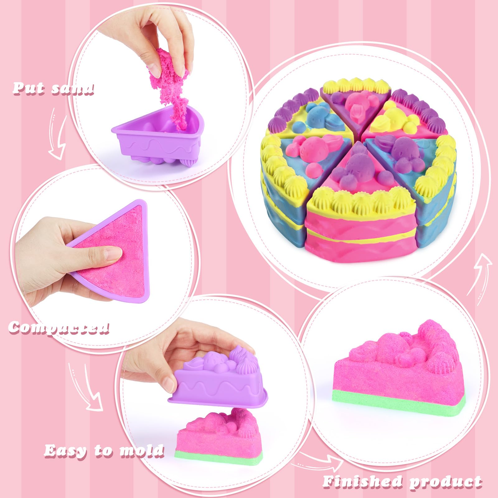 Sabbia per Bambini 3 4 5 6 7 8 Anni Ragazzi Ragazze Play Construction Kit Gelato Magic Play Sabbia Set Giocattoli con Strumenti di Pulizia