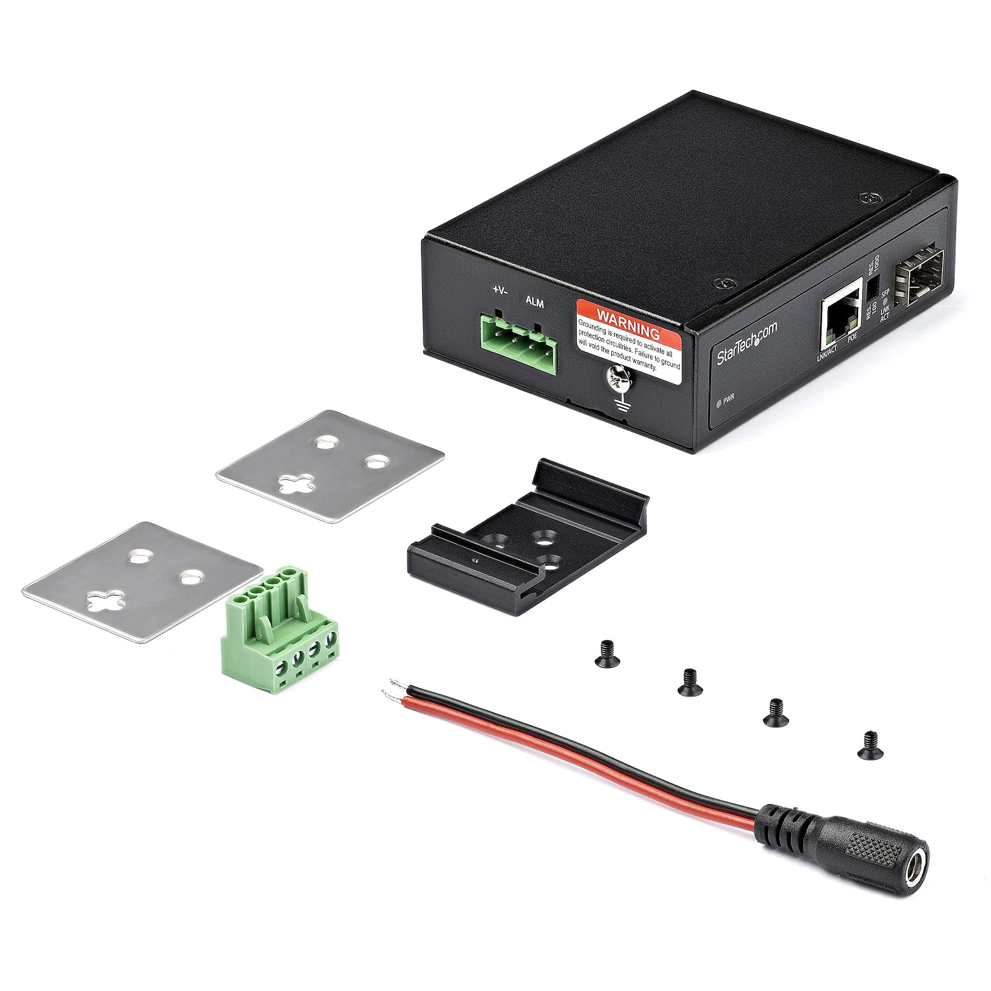 StarTech Convertitore Media Industriale Fibra a Ethernet 60W (IMC1GSFP60W) | Da Fibra a Rame, SFP a RJ45, Gigabit, Alimentazione PoE+, Design Robusto Industriale