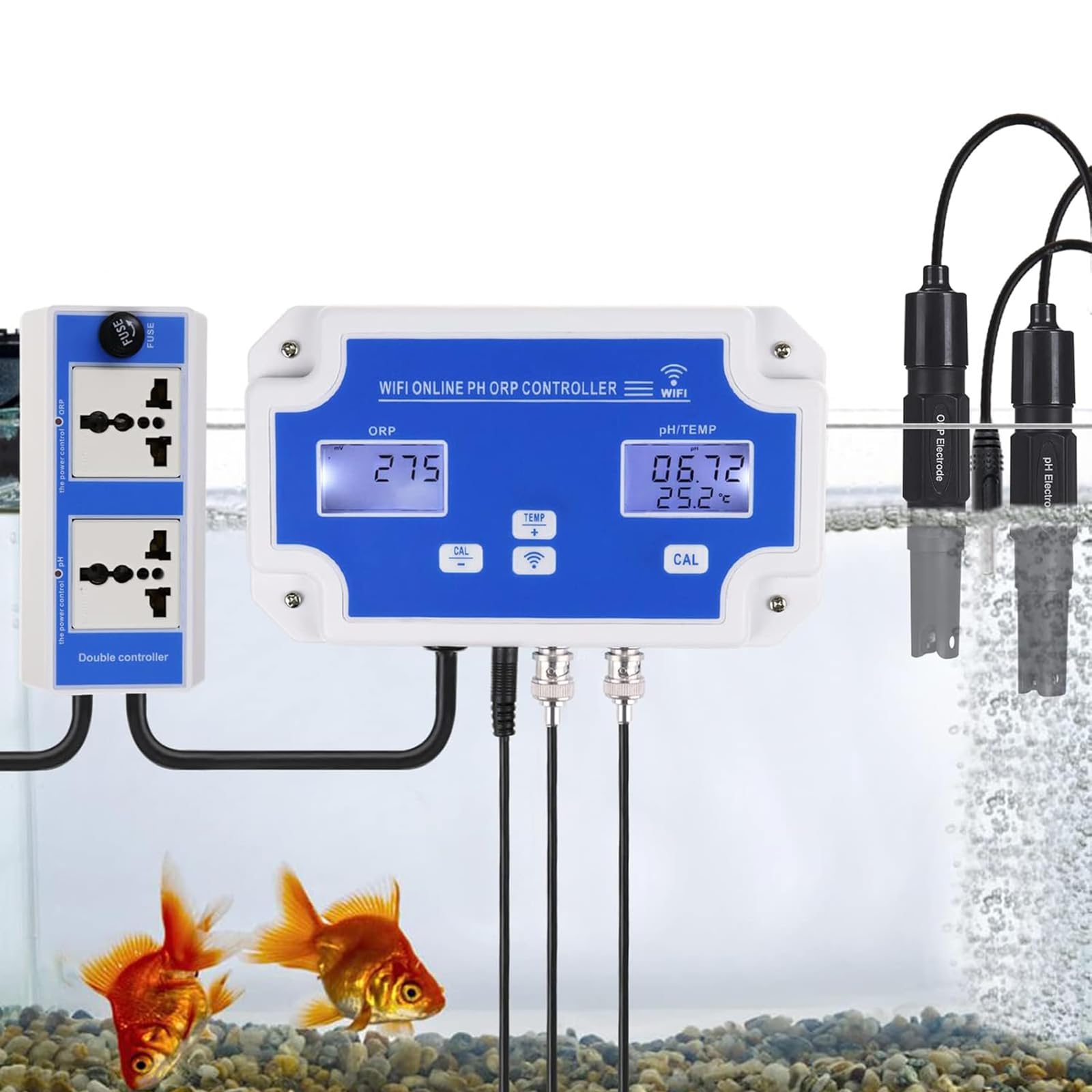 Medidor De Ph Inteligente para Hidroponía, Monitor Digital De Ph Ppm para Hidroponía con Doble Toma De Corriente Y Monitoreo En Tiempo Real Mediante Aplicación, Preciso, para Tanques