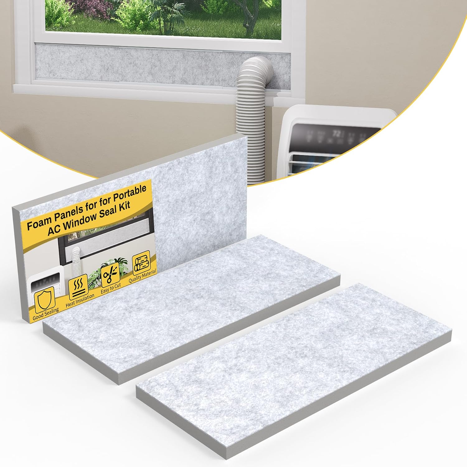 Insulation Foam Panels for Portable Air Conditioner Window Vent Kit, Thickened Portable AC Window Seal Panels for Seal The Gap, Insulate Heat, Reduce Noise, 3 Pack