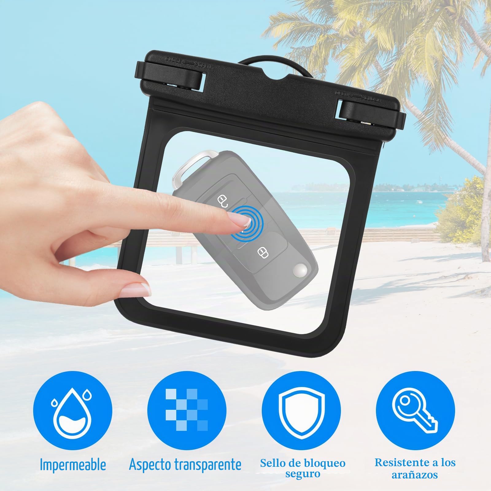 Estuche Flotante Impermeable para Llaves de Coche, Paquete de 2 Llaveros y Riñonera