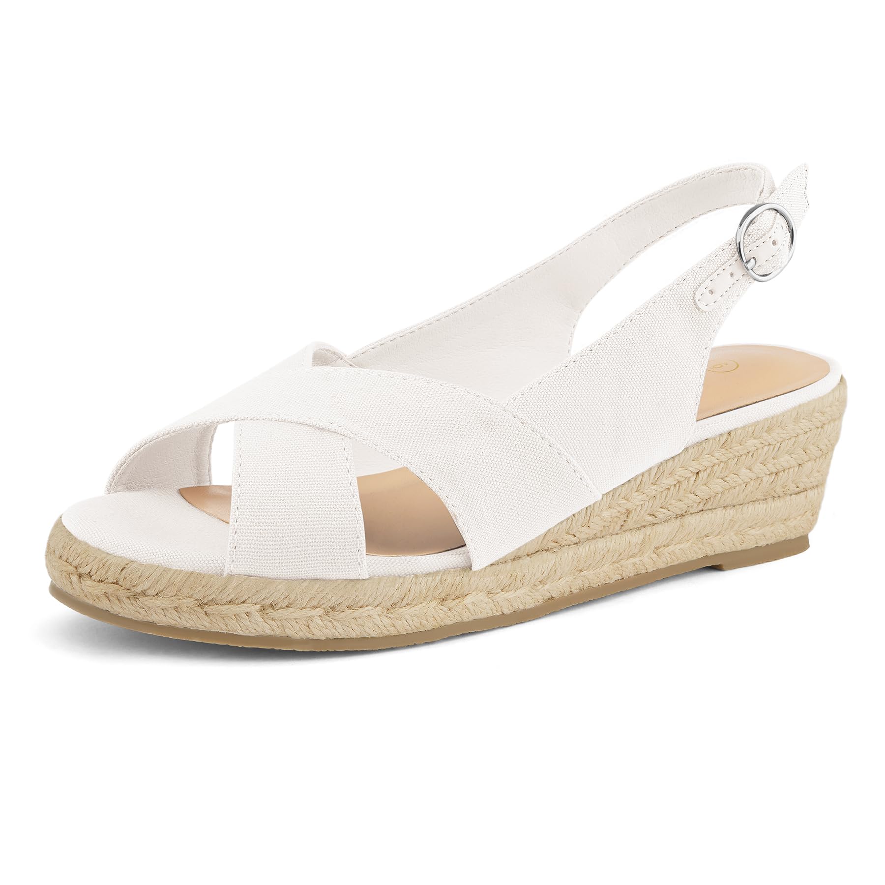 mysoft Women's Espadrille Sandals Low Wedge Platform Open Toe Slingback Ankle Strap Criss Cross Slip On Summer Shoes