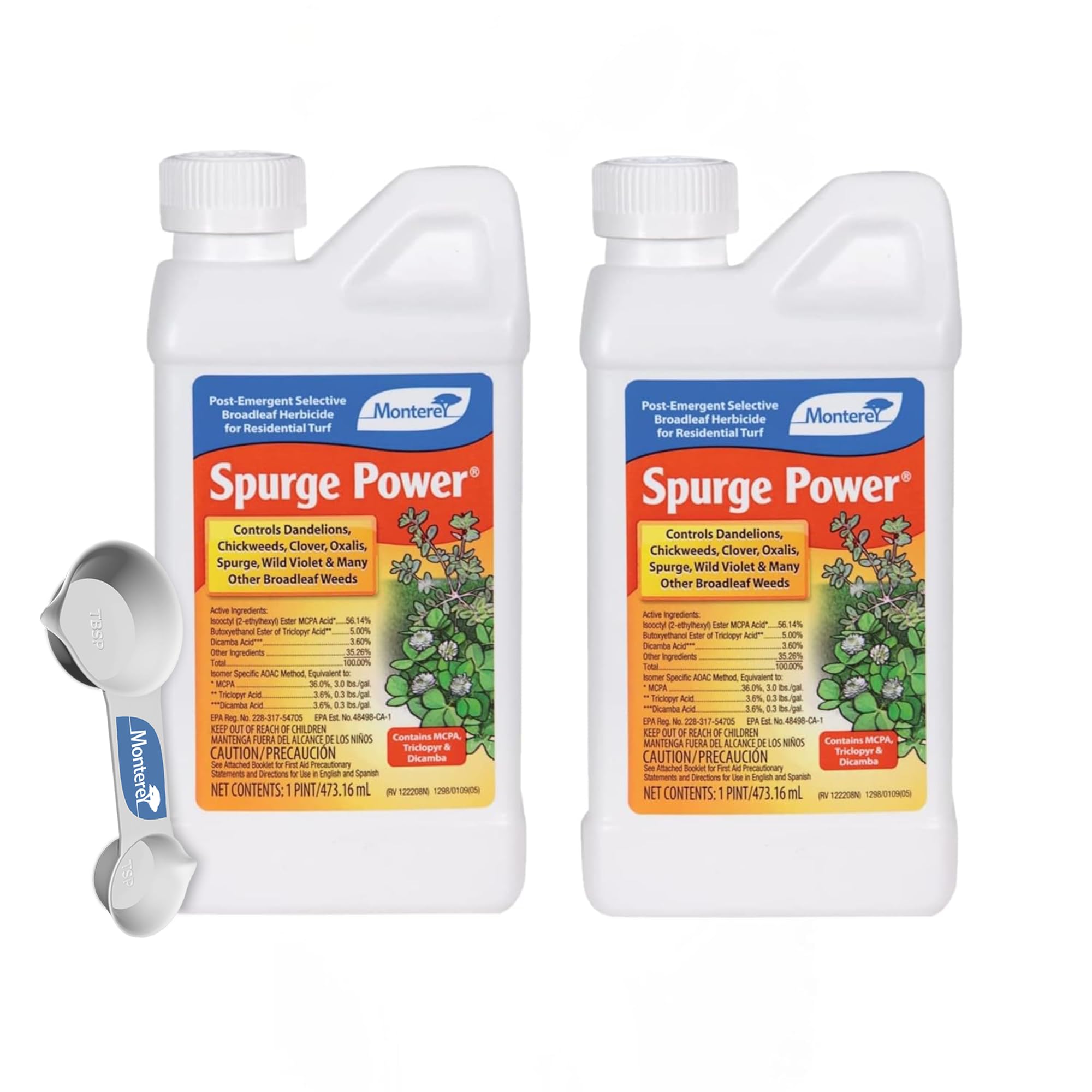 Monterey Spurge Power Bundled with Measuring Spoon - Post Emergent Selective Herbicide Concentrate, 1 Pint (Pack of 2)