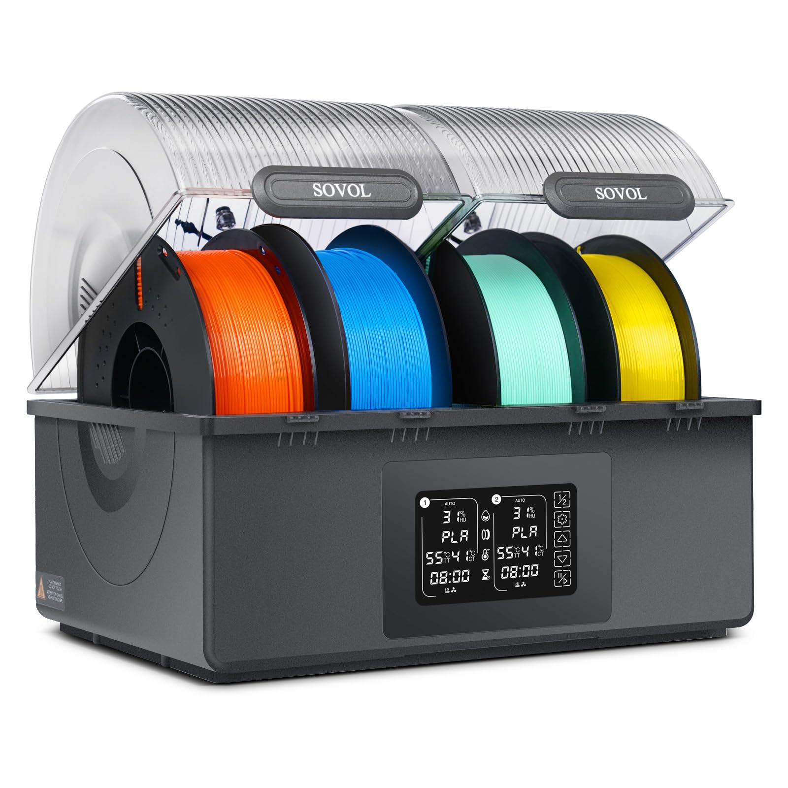 Sovol SH03 Secador Filamento 3D 4 Rollos, 85 ℃ máx. Filament Dryer para impresora 3D, ventiladores de circulación mejorados/eliminación de humedad automática/modo de secado automático para PLA PETG