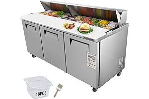 VEVOR Commercial Refrigerator, 72" Sandwich & Salad Prep Table