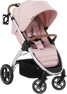 hauck UpTown Silla de Paseo Ligera, Carrito Bebe Plegable con Respaldo Reclinable, Carro Bebe con Manillar Regulable, Portavasos, hasta 25 kg - Beige (Rosa)