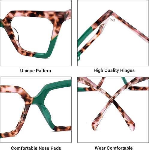 Miniatura 7 de VOOGLAM Gafas de bloqueo de luz azul con marco de ojo de gato de tortuga, gafas de moda para mujer, antifatiga ocular y UV